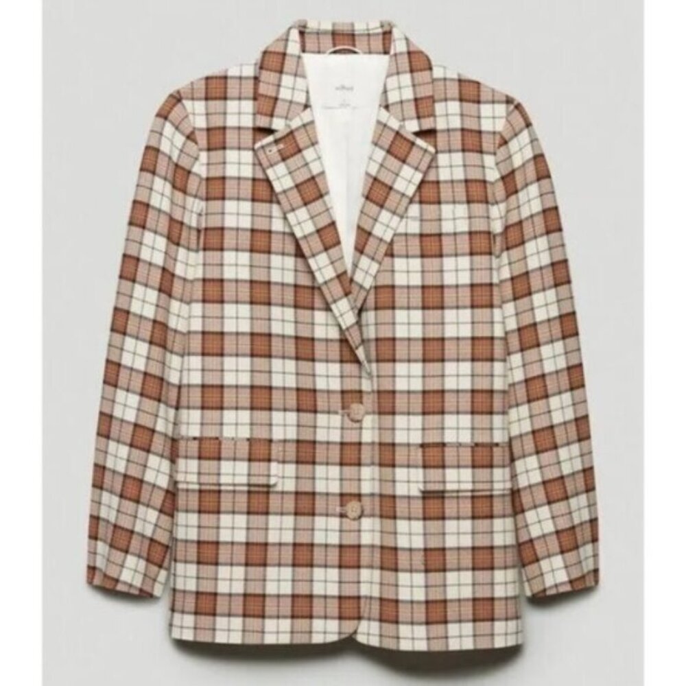 NWT WILFRED Sophia Blazer Double Breasted Winslow Birch Saville Plaid Aritzia XS
